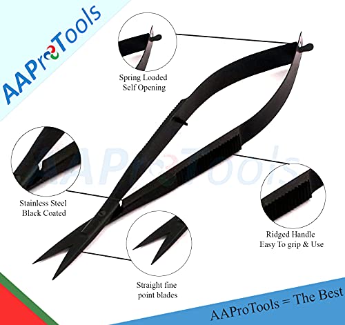 Embroidery Sewing Scissor - Black Spring Action 4.5" - German Grade Stainless Steel, Straight Tip, Snips, Thread Cutter