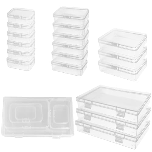 24 Pack Clear Plastic Storage Boxes with Hinged Lids - color: 24 Pcs Storage Box