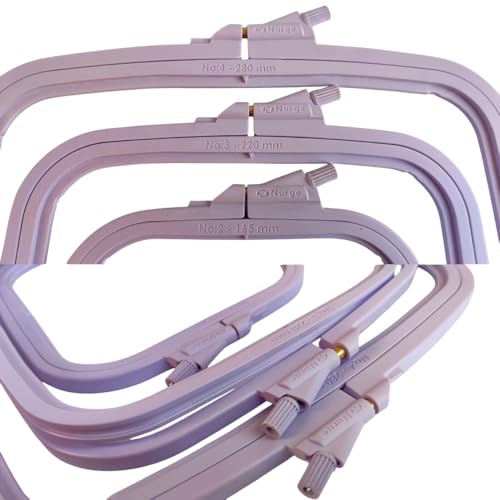 Nurge Square Embroidery Hoop - Plastic Cross Stitch Frame for Needlepoint & Embroidery - Adjustable Craft Hoop - Lilac - Set of 3 - color: Lilac, size: Multiple Sizes (Set of 3)