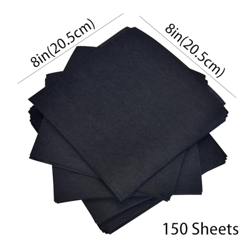 YIFHXY Black 8"x8" 150Sheets Cut Away Fabric Stabilizer for Embroidery, Cut Away Embroidery Stabilizer Backing-Medium Weight 2.5oz Cutaway Embroidery Stabilizers-for Machine Embroidery and Hand Sewing