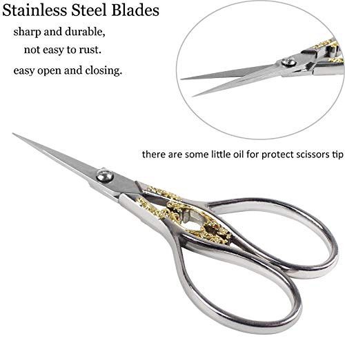 BIHRTC 4.33 In Stainless Steel Silver Scissors, Embroidery Craft Cutting