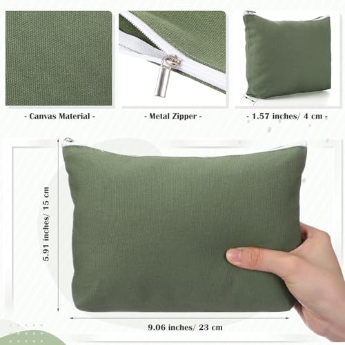Reginary 10 Pcs Canvas Makeup Bags Bulk Blank Cosmetic Bags,Green - color: Green