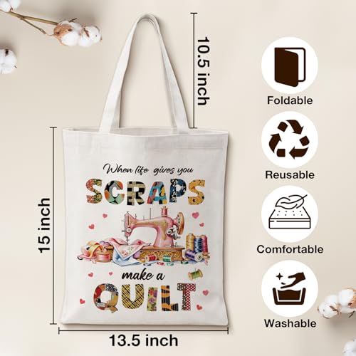 Cute Goose Crochet Canvas Tote Bag for Women - color: Quilting
