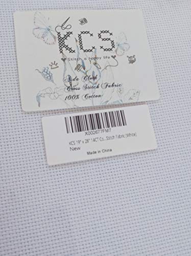 19" x 28" 14CT Counted Cotton Aida Cloth Cross Stitch Fabric (White) - color: White