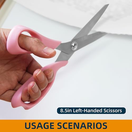 MANUFORE Left-Handed Fabric Sewing Scissors and Rotary Cutter with Blades - color: Pink Left Hand