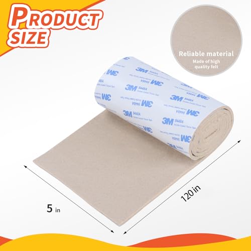 Felt Furniture Pads, 5 x 120 x 0.12 Inch Felt Strips - color: Beige, size: 5" x 120" (1 Pack)