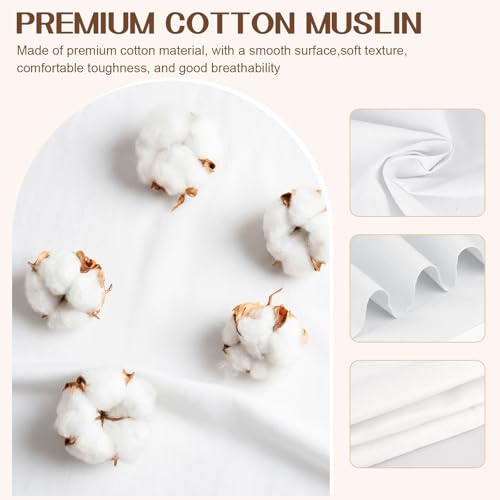 Cotton Muslin Fabric, 59 Inch X 1.9 Yards White Fabric by The Yard - color: Bleached