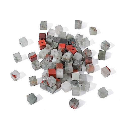 BEADIA Natural Bloodstone Square Stone Beads 4x4mm 85pcs Cube Loose Semi Gemstone Beads for Jewelry Making Design - color: Bloodstone