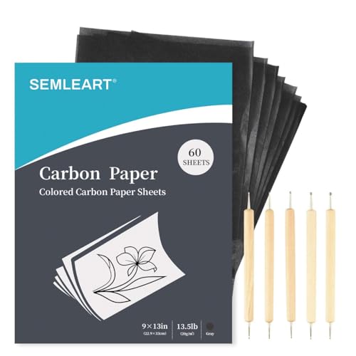 SEMLEART Carbon Paper for tracing|Graphite Transfer Paper|9x13"-60Sheets - color: 9×13in-Gray