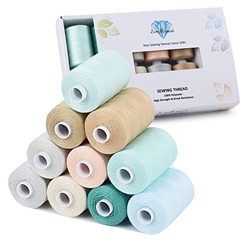Simthread All Purposes Sewing Thread, 10 Spool Assorted Macaron Series 1000 Yards Each Bobbin Polyester Thread for Sewing, Handy Polyester Sewing Threads for Sewing Machine - (Macaron Color Series) - color: macaron color series