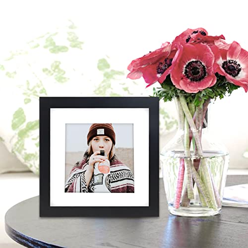 6x6 Black Picture Frames Square Classic Natural Wood 6 Pack for Wall Mounting and Tabletop Display - color: Black, size: 6x6