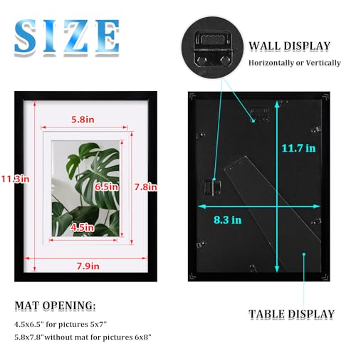 Egofine A4 Picture Frame Black Covered by Plexiglass Made of Solid Wood, Display Pictures 4x6/6x8 with Mat or A4 Without Mat for Table Top and Wall Mounting - color: Black, size: A4
