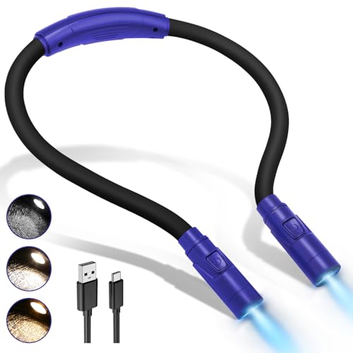 Portable Neck Light for Knitting & Crafts with 3 Light Settings, Dark Blue - color: Dark Blue