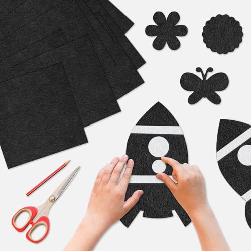 Felt Furniture Pads Self Adhesive 5 Pieces Black Furniture Strip 12 x 8 inch A4, 4 mm Felt Sheets for Crafts Furniture Chairs Floor Protectors DIY