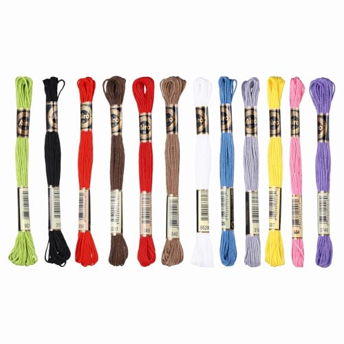 PATIKIL 12 Skeins Embroidery Floss Polyester Embroidery Threads Multicolor - color: Multicolor