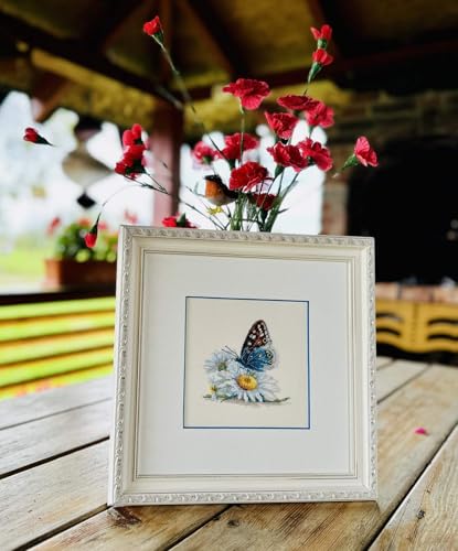 RIOLIS - Fragile Beauty 2220, Floral Cross Stitch Kits 6"x 6", Cross Stitch Kits for Beginners & Advanced, Crossstitching Kits Adult, Counted Stitching Kits, Butterfly Embroidery Kit - style: Fragile Beauty 2220