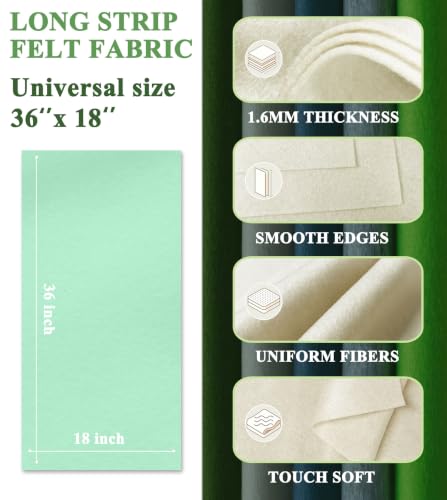 Pastel Green Felt Fabric 36" X 18" 1.6mm Thick Soft Half Square Felt Sheet - color: Pastel Green, size: 36'' x 18''