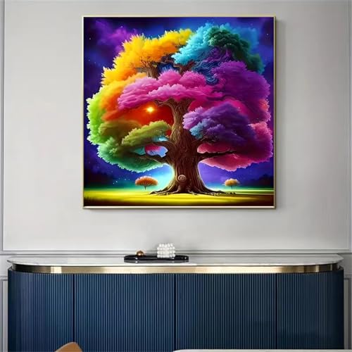 Colorful Tree Stamped Cross Stitch Kits for Adults Beginner, Counted Cross Stitch Kits Printed Stitching Cute Patterns Dimensions Needlepoint Art Crafts Embroidery Kits for Adults - color: Cross Stitch-1215-8