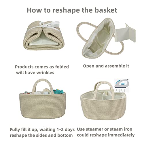 XUANGUO Large Cotton Rope Baby Diaper Caddy Organizer Basket Oatmeal - color: oatmeal, size: Large