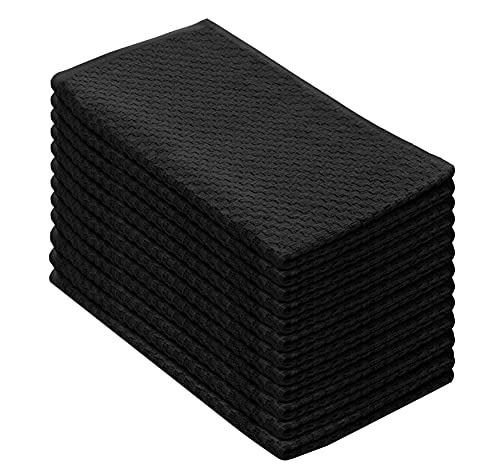 COTTON CRAFT Amazing Kitchen Towel - 12 Pack 100% Cotton Waffle Terry Towel - color: Black, size: 12 Pack