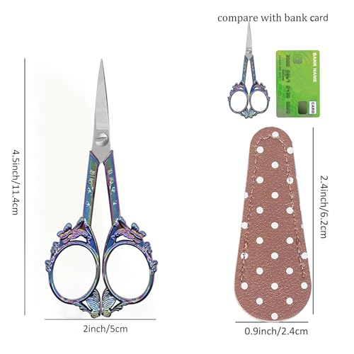 Retro Embroidery Sewing Scissors with Case Small Size Crafting Cross Stitch Accessory - size: 4.5 Inch, style: Style CC1702F
