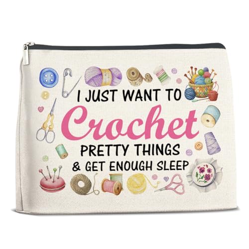 Crochet Gifts Makeup Bag for Women Knitters Crocheters - color: Multicolor E