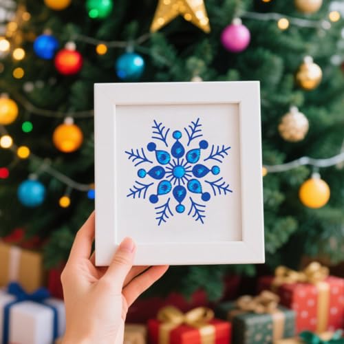 GLOBLELAND 4 Sheets Christmas Snowflake Water Soluble Embroidery Pattern - color: Blue Snowflake