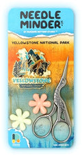 Awesome Pattern Studio Needle Minder Set - Yellowstone Magnetic Needle Minder + 2 Needle Threaders + Crane Scissors. Enamel Pin for Cross Stitch, Embroidery and Craft - size: Yellowstone Modern Design - SET #2