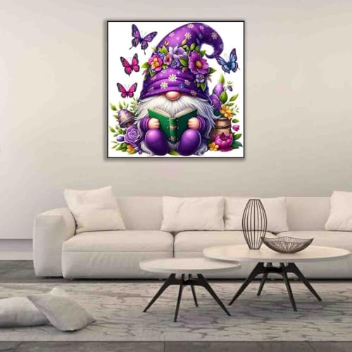 DYAIANGMU Gnome Stamped Cross Stitch Kit for Adults 13.7x13.7 inches - color: gnome-8