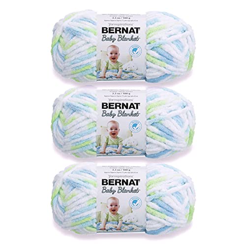 Bernat Baby Blanket Yarn for Crocheting Soft, Funny Prints, 3-Pack - color: Funny Prints, size: 3 Pack, style: Baby Blanket