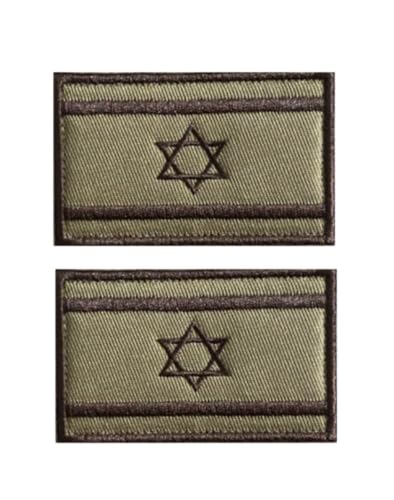 Uijokdef 2 PCS Asia Flag Patches Hook and Loop Fastener Embroidered Tactical Military National Asia Patch (Israel 1) - color: Israel 1
