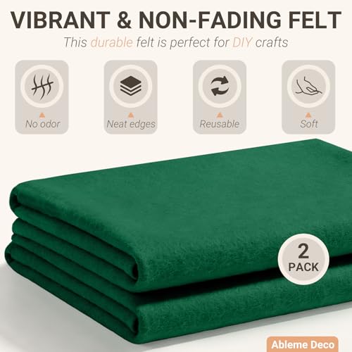 Hunter Green Felt Fabric Sheets 18" x 18" (2 Pack) 1.6mm Soft Craft Felt - color: Hunter Green
