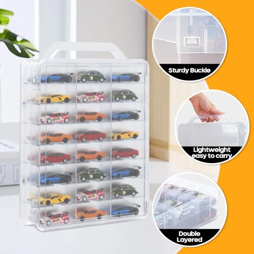 Gbivbe 46 Grids Sewing Organizer, Double Sided Thread Box Storage, Portable Clear Plastic Organizer Box for Embroidery and Sewing Threads, Embroidery Floss, Crafts, Small Toys (Clear,1 Pack)