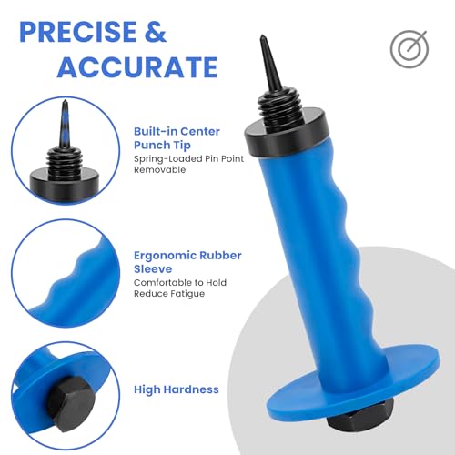 Hollow Punch Set with Pin Point Punch Shaft, 3/16 to 1-3/8in