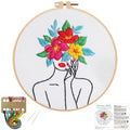 Louise Maelys Flower Woman Embroidery Kit for Beginners DIY Gift Set - color: woman flower