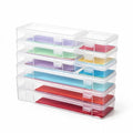 novelinks Clear Pencil Box and Small Plastic Storage Containers with Lids - color: 3 Small + 3 Medium + 3 Large -Clear