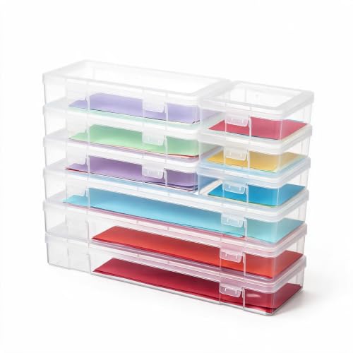 novelinks Clear Pencil Box and Small Plastic Storage Containers with Lids - color: 3 Small + 3 Medium + 3 Large -Clear