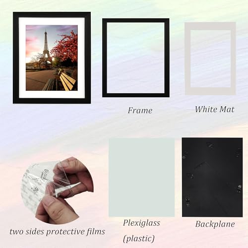 10x12 Photo Frame Gallery Picture frame with 8x10 mat,Freestanding and Wall Mountable,Black - color: Black, size: 10x12