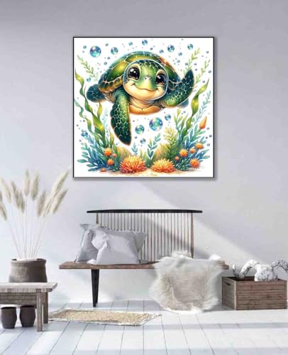 DYAIANGMU Sea Turtle Stamped Cross Stitch Kit for Adults 13.7x13.7 inches - color: Y118