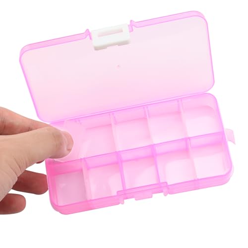 KINJOEK 32 Pack 10 Grids Plastic Bead Organizer Containers Storage, Adjustable Dividers Diamond Jewelry Craft Painting Storage Case, Colors Small Fishing Tackle Box for Sewing Cross Stitch Accessories - color: Colored, size: 10Grid 32PCS