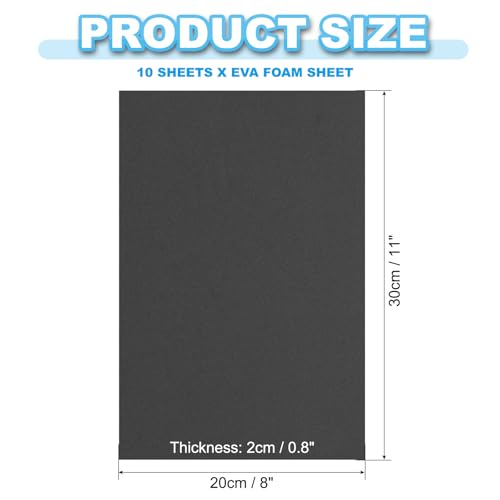 PATIKIL EVA Foam Sheet 10Pcs 12x8 Inch 2mm Thick Black - color: Black