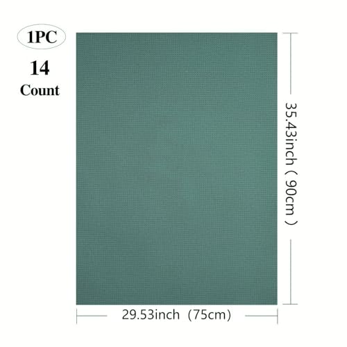 14CT Aida Cloth - 30x35 Inch Cross Stitch Fabric for Embroidery, Pre-Cut Needlework Material, Acid-Free, Durable Weave(Dark Green) - color: Dark Green