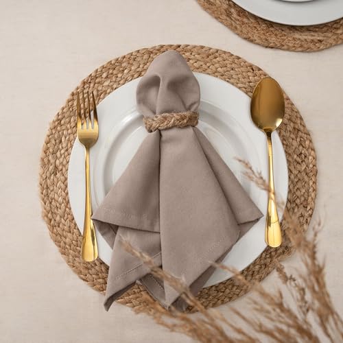 Blue Needles Solid Cloth Napkins 100% Cotton Set of 12-18 x 18 Inches - color: Chocolate Brown, size: 18" x 18" (Set of 12)