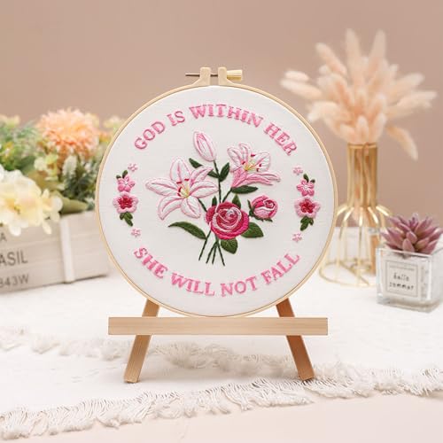 Louise Maelys Easter Tulip Rose Embroidery Kit for Beginners DIY - color: Easter Flowers