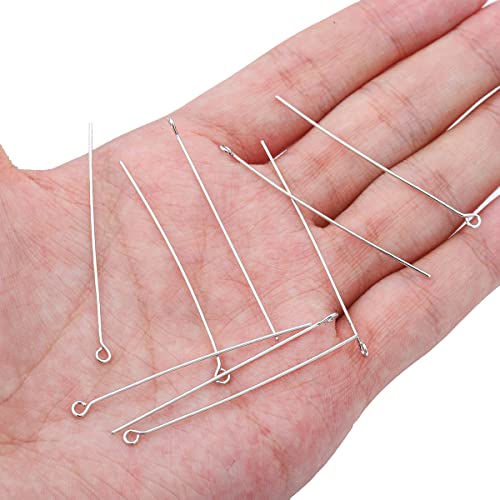 BEADIA Platinum Plated Open Eye Pins Non Tarnish 50mm 100pcs for Jewelry Making Findings - color: Open Eye Pins Platinum, size: 50x0.7mm