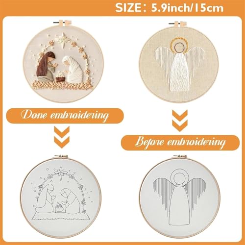 YOUDRN Nativity Scene Embroidery Kit, 4 Set Christmas Embroidery Kits - color: 4 Set