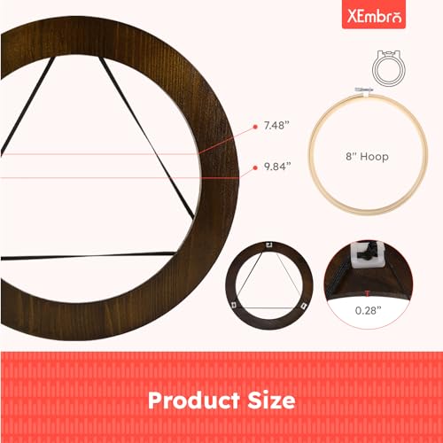 XEmbro 8 Inch Wood Embroidery Hoop Frame for Hanging Sewing Ornaments - style: Round