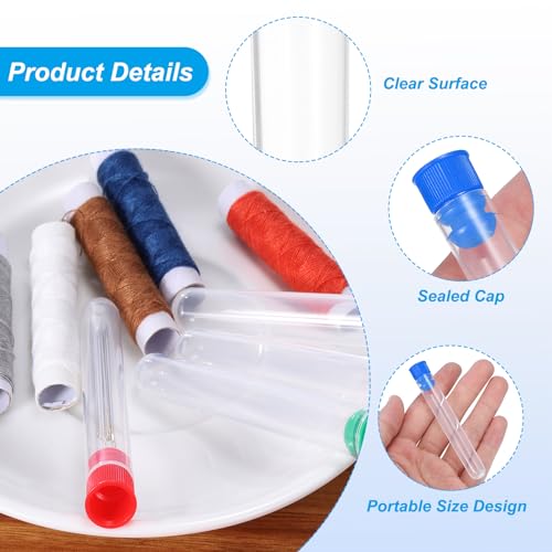 PATIKIL 3" Length Plastic Sewing Needle Storage Holder, 10 Pcs Portable Matte Embroidery Needle Pin Toothpick Storage Tubes Case for Craft Knitting, Blue - color: Blue, size: 3"