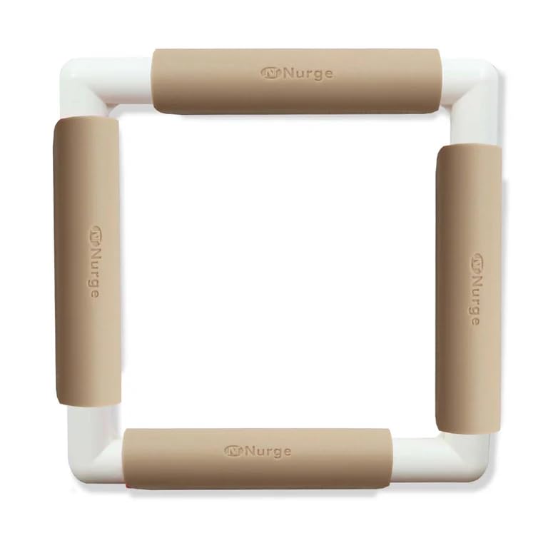 Nurge Rectangle Plastic Embroidery Snap Frame - Cross Stitch Hoop & Needlepoint Stretcher Bars for Hand Crafting, Punch Needle, Quilting, Sewing Supplies - Lightweight & No-Crease 8x8 Beige - color: Beige, size: 8x8"
