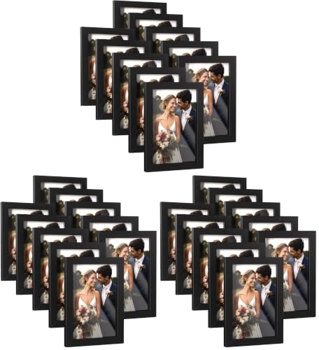 HappyHapi 4x6 Picture Frames Set of 10, Tabletop or Wall Display Pictures 3.5x5 with Mat or 4x6 Without, Multi Photo Frames Collage (Black) (Pack of 3) - color: Black, size: 4x6 inch (Pack of 3)